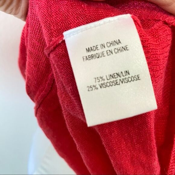 THEORY Sag Harbour Linen Short Sleeve Braided Side In Watermelon - Picture 5 of 6